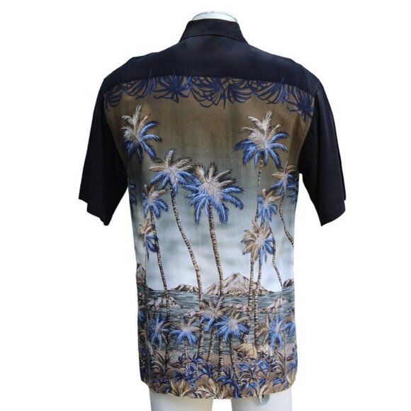 Vintage 90's PIERRE CARDIN Button-Up Casual Shirt Men's Small Black Palm‎ Trees - Picture 2 of 14